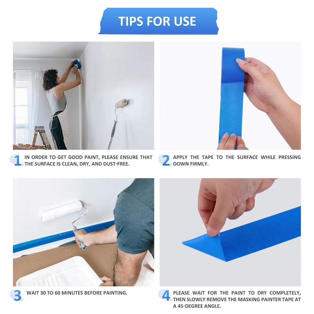 SEBETOW Blue Painters Tape 2 Inch Bulk - Blue Tape for Painting Automotive Walls Packing Removable NO Residue, Paint for Indoors & Outdoors, 2 Inches x 55 Yards x 5 Rolls