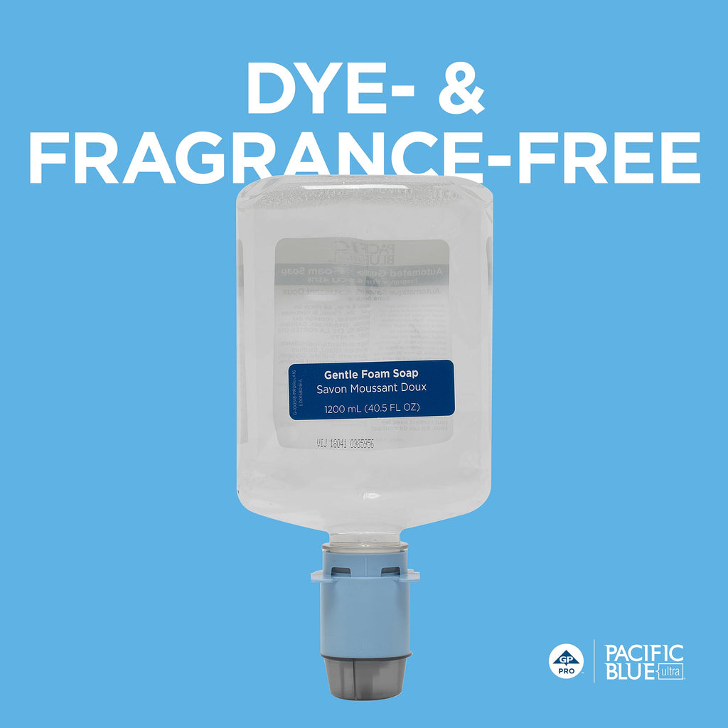 Pacific Blue Ultra Gentle Foam Hand Soap Refill (43716), Compatible Only With Pacific Blue Ultra Automated Touchless Dispenser, Dye and Fragrance Free, 40.5 FL OZ Per Refill, 3 Refills Per Case