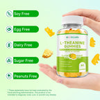 L-Theanine Gummies, 400mg l'theanine Chewable Supplement with Ashwagandha, GABA, Lemon Balm, 5-HTP, Vitamin B6, Support Zzz, Relax & Emotion, Vegan, Non-GMO, Sugar Free, Pineapple Flavor, 60 Count