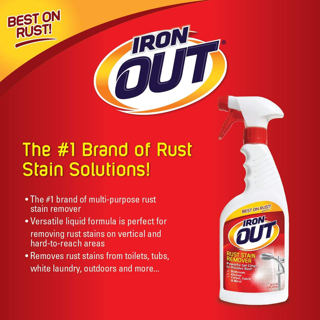 Iron Out Rust Stain Remover Spray Gel, 16 Fl. Oz. Bottle 2 Pack, n/a
