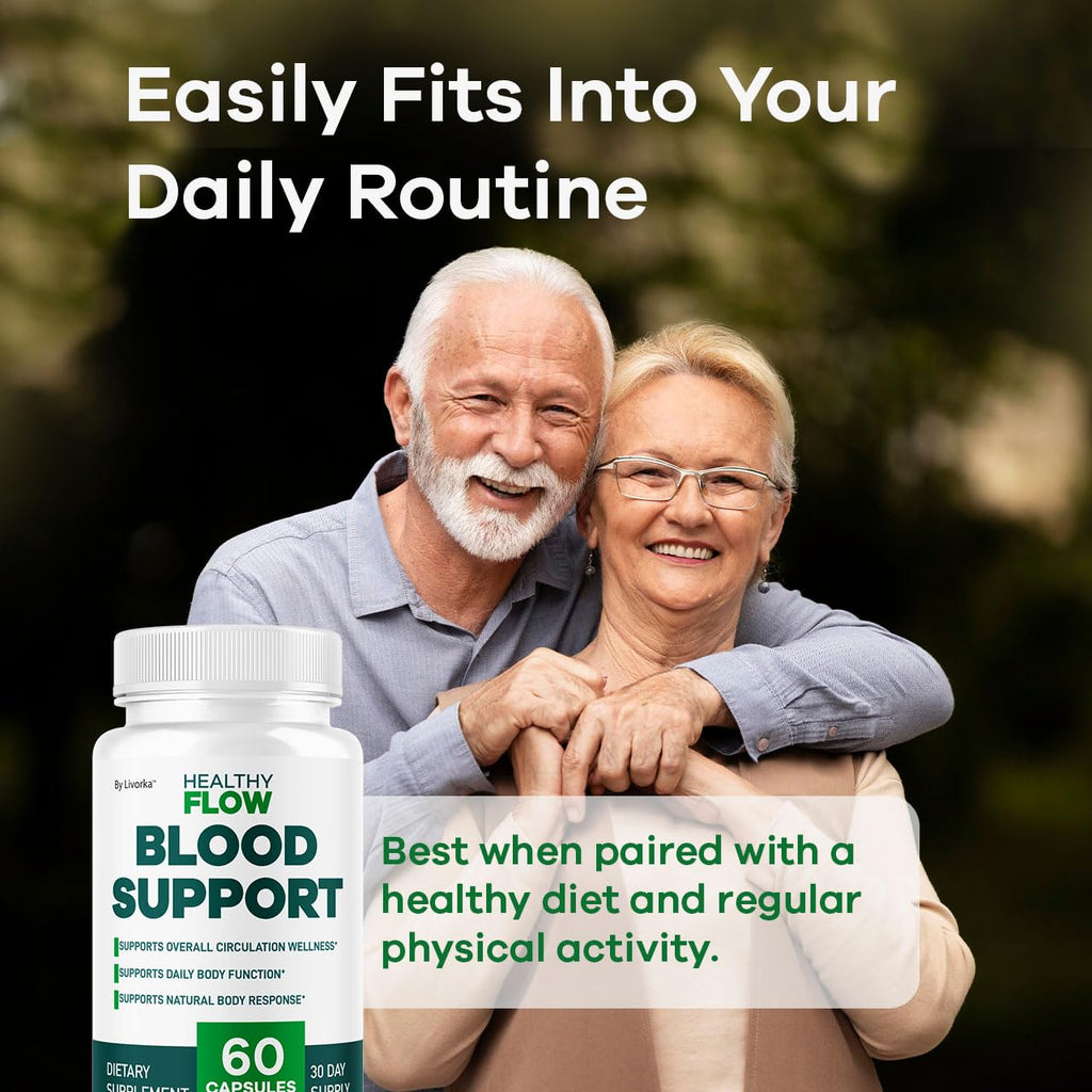 Healthy Flow Blood Support - HealthyFlow Support Supplement Capsules Daily Premium Advanced Formula Pills - Maximum Strength, Vitamins for Overall Health & Wellness, 60 Capsules for 1 Month