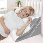 Vomiliku Wedge Pillow Headboard, Memory Foam Adjustable Bed Wedge Pillow Headboard for Acid Reflux, Snoring, Post Surgery Recovery and Back Pain Relief, Wedge Pillow for Sleep Apnea, Gray