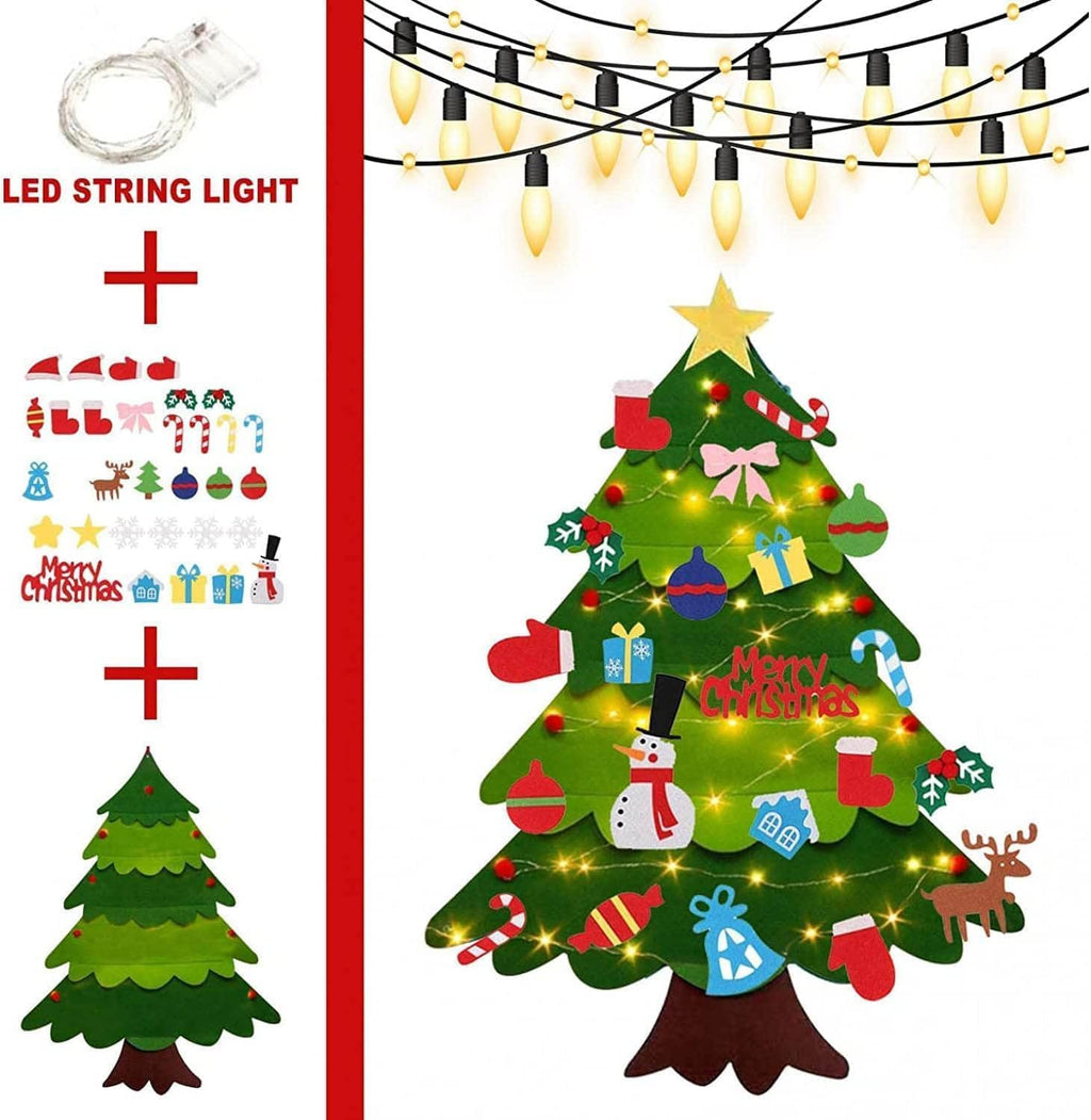 Montessori Felt Christmas Tree for Toddlers, Felt Christmas Tree for Kids, 2026 New Oversized Hanging Xmas Gifts, with Lights