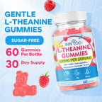 BVIVLOO L-Theanine Gummies with L-Theanine 400 mg, Ashwagandha, GABA, 5-HTP, Magnesium Glycinate for Calm, ZZZ & Relaxation Support - Vegan, Raspberry Flavor, 120 Count