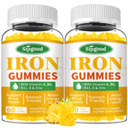2 Pack Iron Gummies for Women & Men - Vegan Iron Supplement for Anemia & Iron Deficiency, with Vitamin B12, Vitamin C, Zinc, Folate - Energy Boost, Sugar-Free, Pineapple Flavor, 120 Count