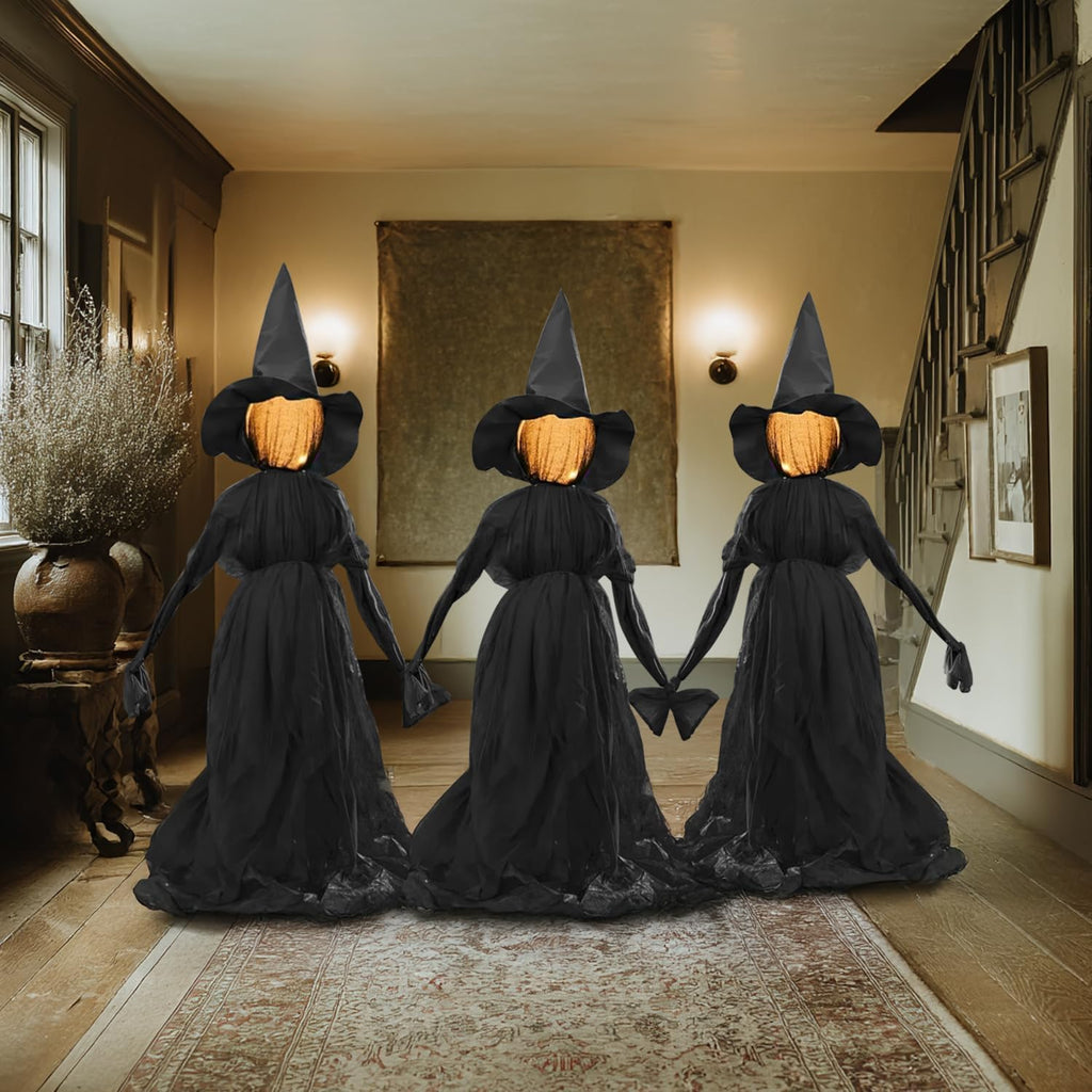 Halloween Witch Decorations Outdoor, 5 FT Set of 3 Light Up Witches Stakes