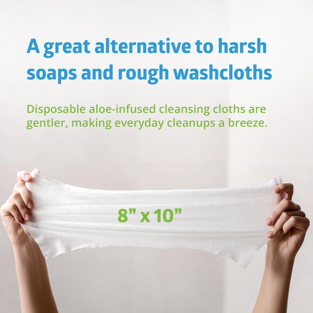 Medline FitRight Aloe Personal Cleansing Cloth Wipes, Scented, 576 Count, 8 x 12 inch Adult Large Incontinence Wipes