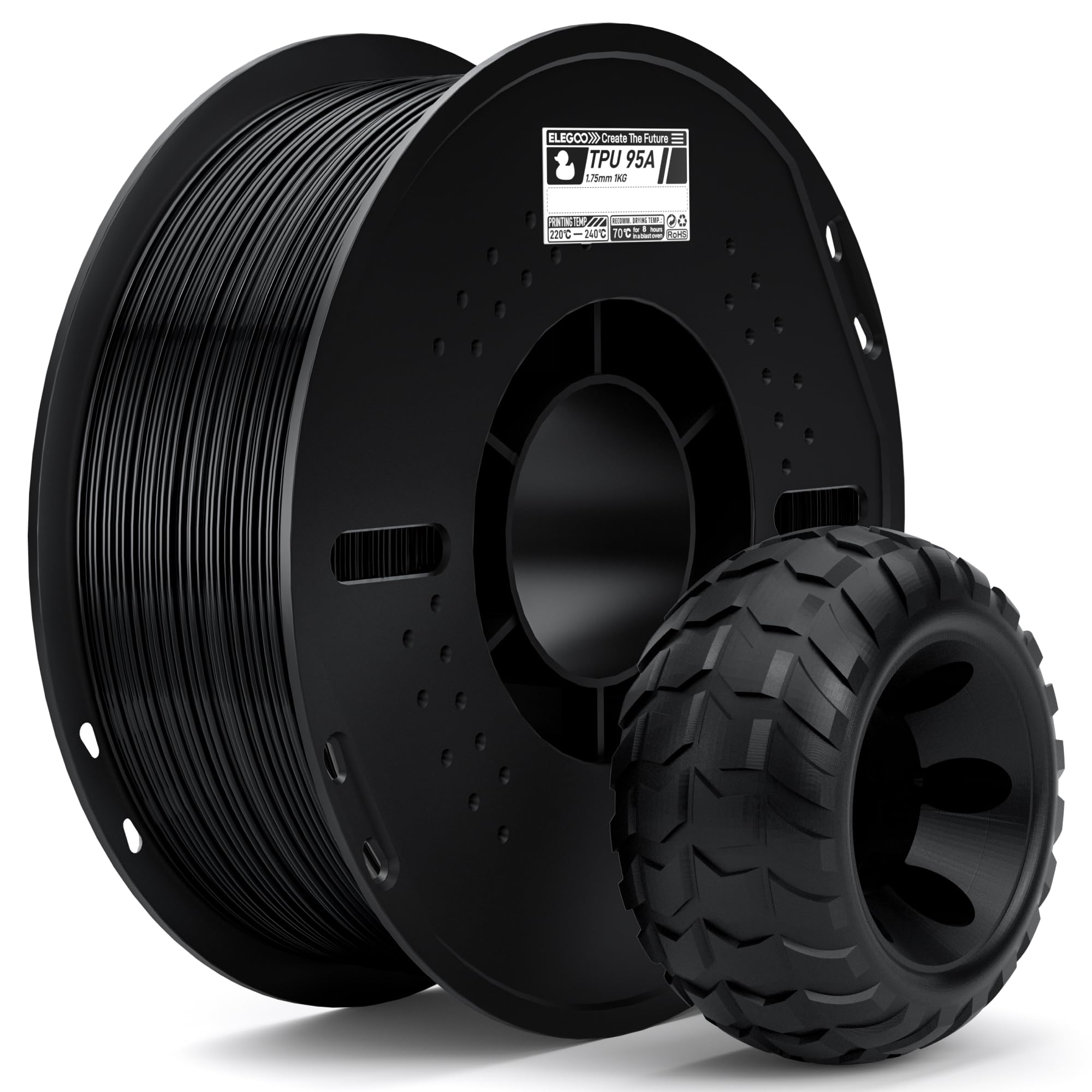 ELEGOO Rapid TPU 3D Printer Filament 1.75mm 95A Flexible Red 1KG