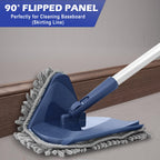 Wall Cleaner Mop with 82" Extendable Handle, 360° Rotating Head & 90° Flip, Microfiber/Chenille Pads, Built-in Squeegee for Ceiling, Wall, Baseboard and Window Cleaning