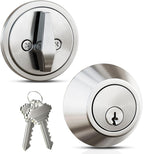 Veise Single Cylinder Deadbolt Lock, Easy Installation Keyed One Side with Thumb Turn Inside, Security Door Lock for Front Entry & Garage Door, Heavy Duty, Brushed Nickel