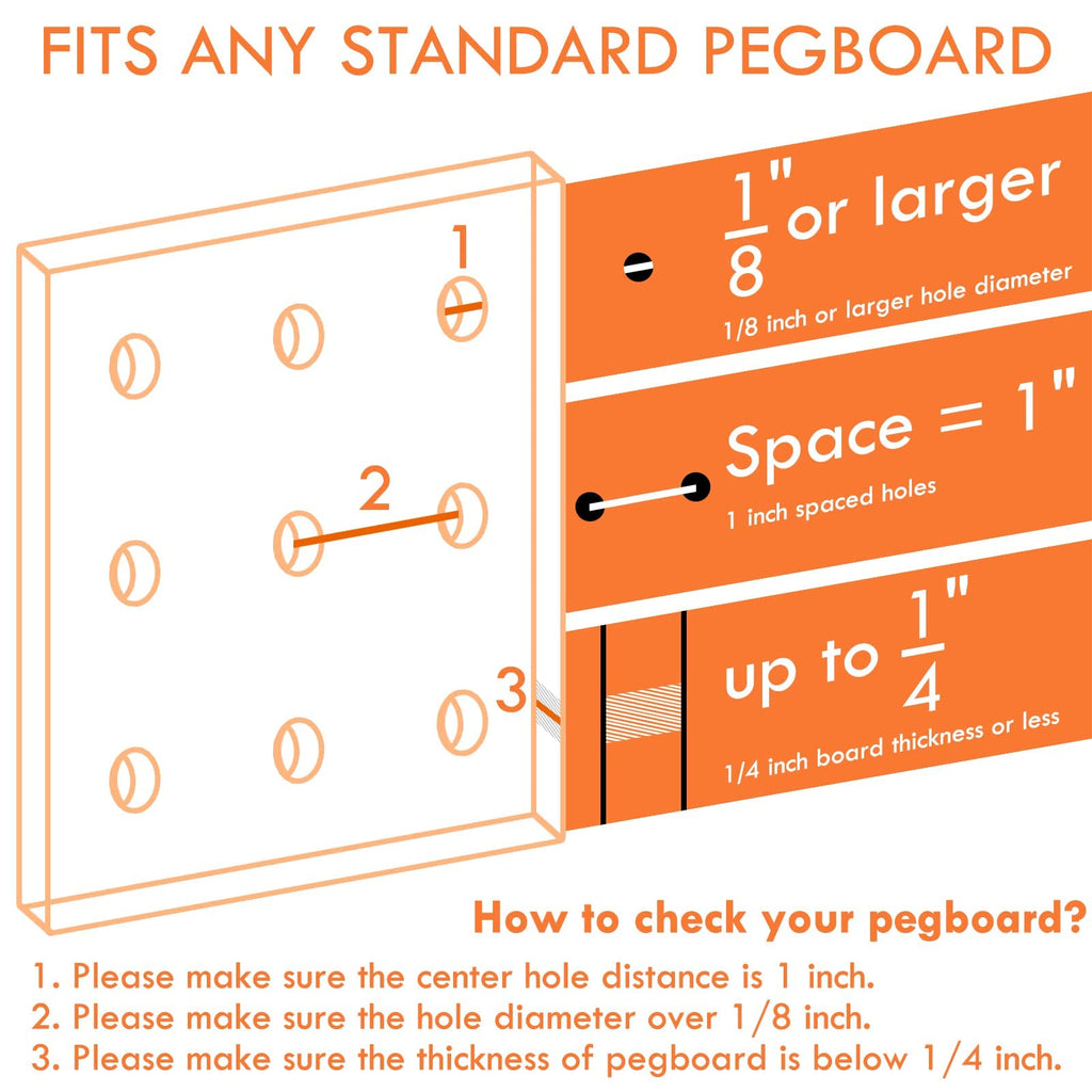 G.CORE Large Pegboard Cups Peg Board Storage Bin 6 Pack with Hooks, Square Box Shape Pegboard Cup Holder Accessories for Garage Workbench/Craft Room/Office/Playroom/Home Kitchen Organization (Grey)