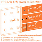 G.CORE Large Pegboard Cups Peg Board Storage Bin 6 Pack with Hooks, Square Box Shape Pegboard Cup Holder Accessories for Garage Workbench/Craft Room/Office/Playroom/Home Kitchen Organization (Grey)