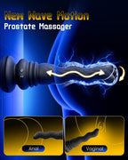Beisar 3 in 1 Prostate Massager Anal Vibrator - Powered Vibrating Butt Plug Male Sex Toys for Men with 9 Wave Wriggling Modes, Anal Dildo Plug Adult G, P-Spot Vibrator Remote Control Fetish Jewelry