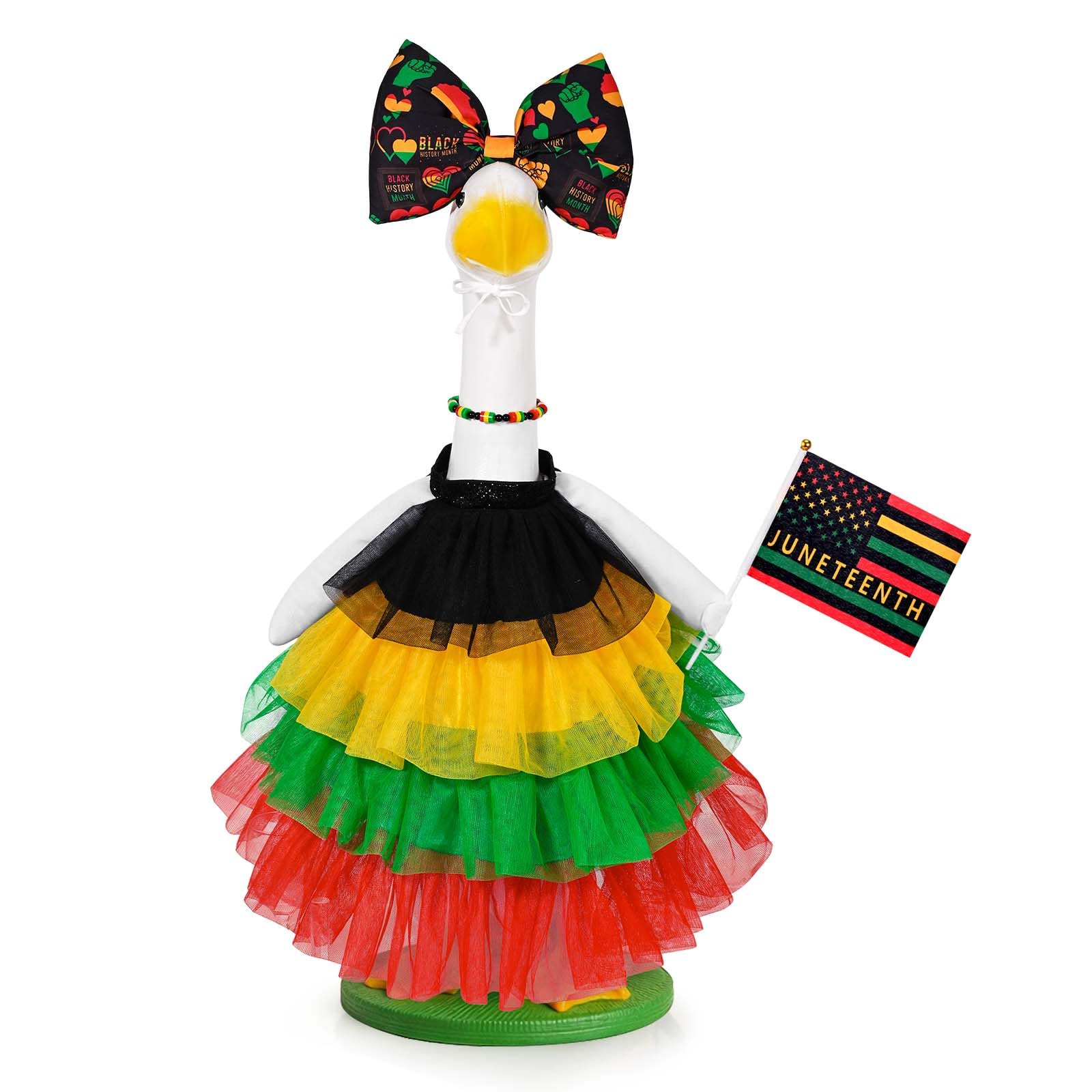 JcHrmers Juneteenth Porch Goose Outfit African American Goose Outfits Freedom Day Geese Clothes Fits 23" Cement Plastic Goose Statue for Juneteenth Outdoor Indoor Garden Yard Patio Decoration