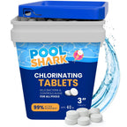 Pool Shark Swimming Pool Chlorine Tablets - 3-Inch Chlorine Tablets - Slow-Dissolving 90% Active Chlorine Tabs - Pool Chemicals for Inground Pools, Above Ground Pools, Saltwater, Spa, Hot Tub (40 lbs)