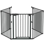 Bonnlo 120 Inches Wide Configurable Baby Gate, Fireplace Safety Fence/Guard, Adjustable 5-Panel Metal Play Yard for Toddler/Pet/Dog, Christmas Tree Fence, Includes 4 Pack of Wall Mounts, Black