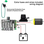RioRand 7-70V PWM DC Motor Speed Controller 30A - Low Heat Aluminum Housing for Brushed DC Motors, DIY Projects & Small Electric Devices (Extra Fuse Included) 2PCS