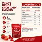 BERSEG 5-in-1 Growth Gummies, Supports Natural Height & Bone Development with Essential Amino Acids & D3, K2, Delicious Strawberry Flavor, 60-Count
