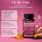 Blltzzz Nattokinase Supplement 12,000 FU - Systemic Enzymes Complex with Serrapeptase Lumbrokinase & CoQ10 - Supports Cardiovascular Health, Blood Flow & Circulation - 120 Non-GMO Vegetarian Capsules