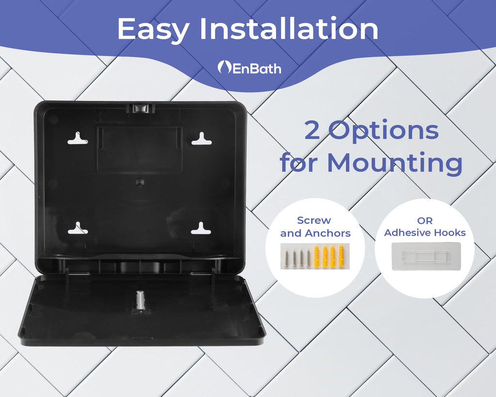 Multifold Paper Towel Dispenser Wall Mount (Black), Folded Hand Towel Dispenser for Bathroom/Restroom (Holds up to 300 Towels), Commercial Paper Towel Holder, Trifold Paper Towels Dispenser by EnBath