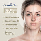 Ourmed Life Face Towels, Disposable Biodegradable Facial Towels for Sensitive Skin, Lint- free Face Wipes for Washing Face, Skincare and Makeup Remover, Dry Wipes, 10"×12" Extra Large, 100 Count