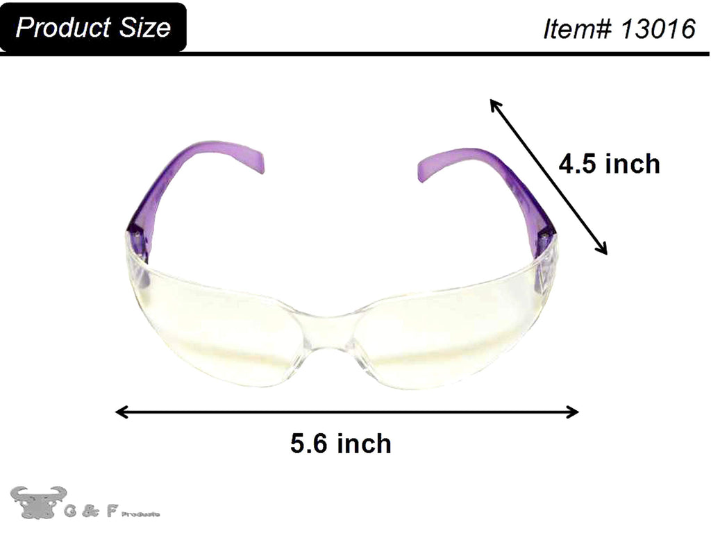 G & F Products - 13016-NEW 13016NEW Safety Goggles with 99% Protection Against UV-A, B & C Rays, Impact, & Ballistic Resistant & Clear Lenses 12 Count (Pack of 1) unisex