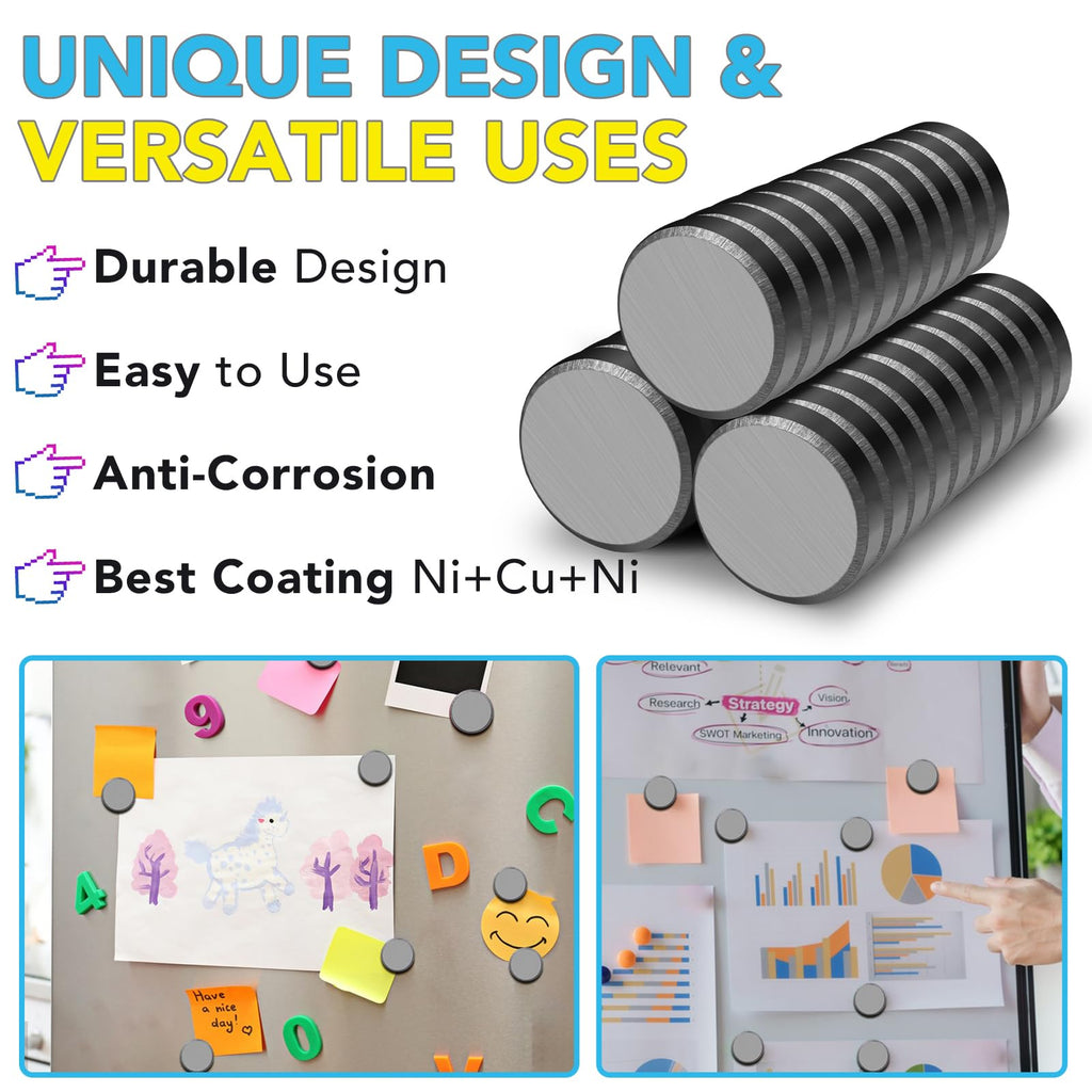 TRYMAG Ceramic Magnets for Crafts, Small Round Disc Crafts Magnets with Adhesive Backing 18mm (.709 inch), Flat Circle Ferrite Industrial Magnets for Crafts, DIY, Science, Hobbies, Project - 200 PCS