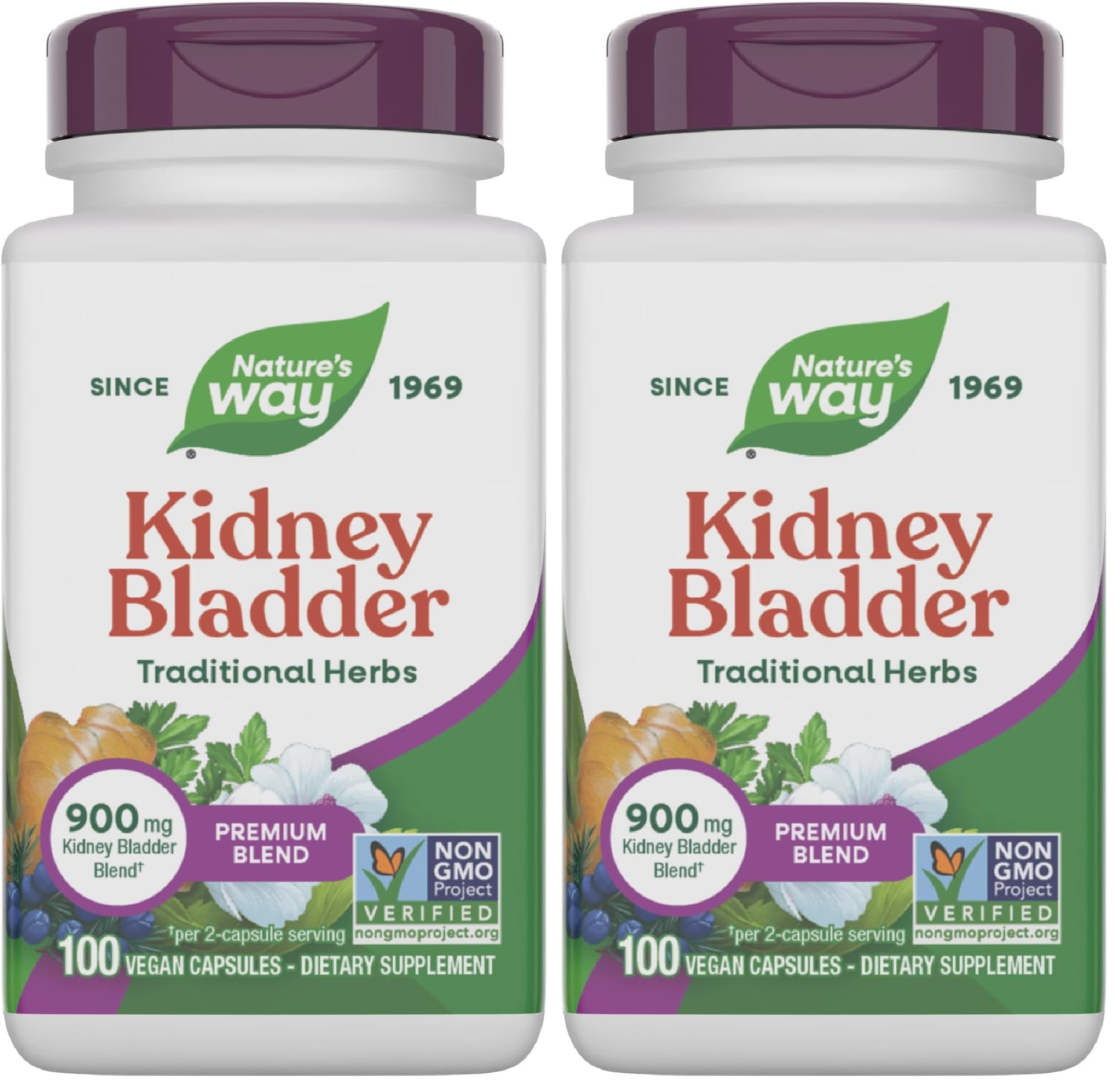 Nature's Way Kidney Bladder, Traditional Herbs Supplement, 900mg Per Serving, 100 Vegan Capsules (Pack of 2)