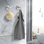 Fenas Heavy Duty Stainless Steel Towel Hooks, Wall Mounted Square Robe Hooks for Bathroom, Kitchen, Bedroom, Hotel Brushed Nickel 2 Pack