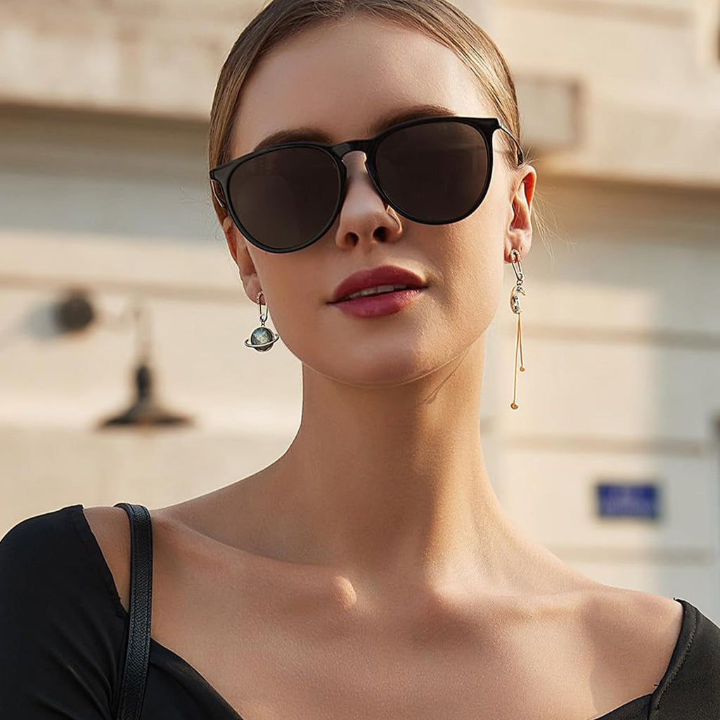 Sylph Star Earrings - Chic Dangly Earrings for Women, Moon Earrings, Star Jewelry, Celestial Earrings, Stylish Drop & Dangle Earrings, Gold Plated, Zircon