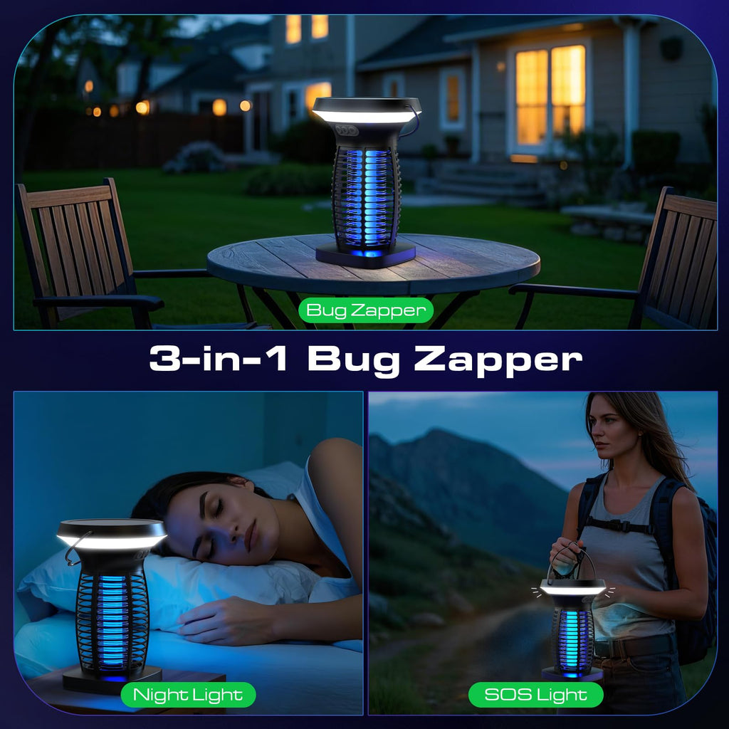 OnBeam Solar Bug Zapper Outdoor, 4200V Electric Mosquito Killer for Patio