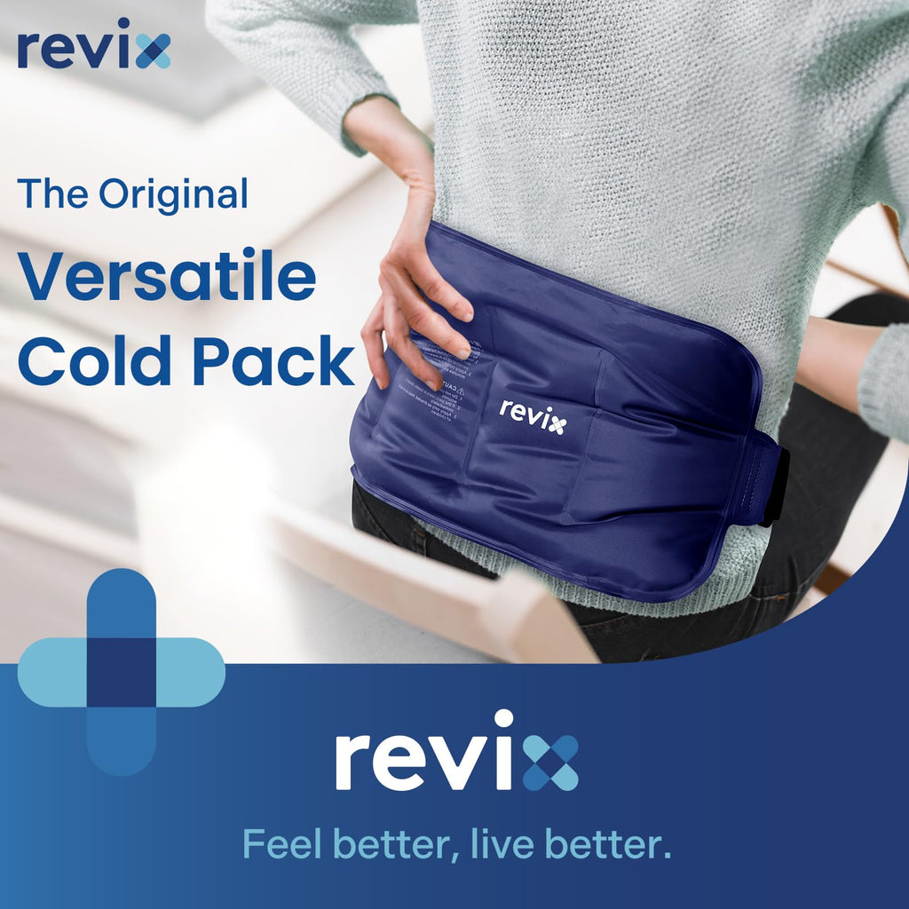 REVIX Reusable Ice Pack for Back Relief, Soft Plush Lining Gel Cold Packs for Lower Back, Shin, Knee, Hip, Arm, Flexible Cold Compress, 16 × 9 ", 2 Packs