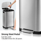 KdbK Kitchen Trash Can with Lid, 13 Gal Stainless Steel Pedal Garbage Can