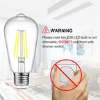 Ascher Vintage LED Edison Bulbs, 6W, Equivalent 60W, Non-Dimmable, Daylight 5000K, 700Lumens, ST58 Antique LED Filament Bulbs with 80+ CRI, E26 Medium Base, Clear Glass, Pack of 4