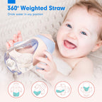 hahaland Sippy Cups for Toddlers 1-3 2-in-1 Unicorn Spout & Straw Sippy Cup