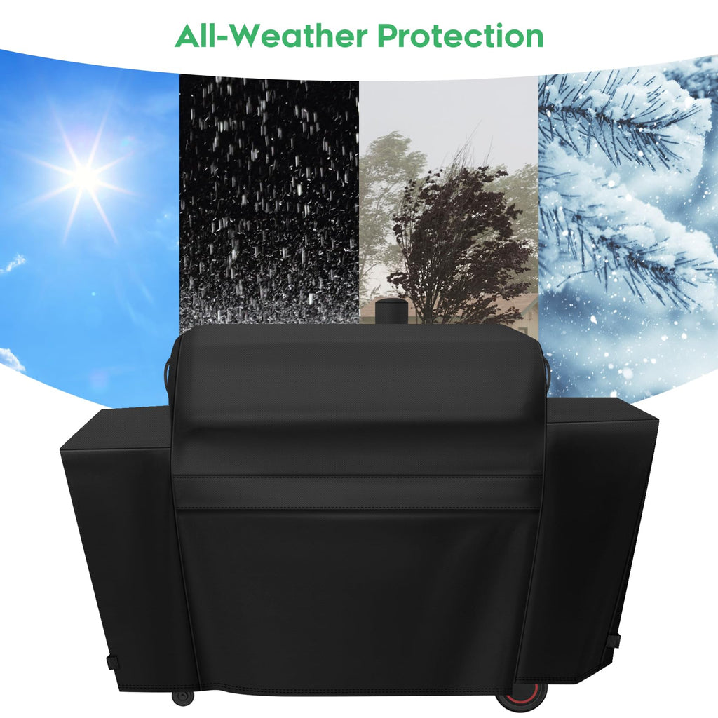 EZ-DONGTENG Heavy-Duty 600D Grill Cover fit for Nexgrill Oakford 1150 Pro Offset Smoker and 3-Burner Propane Gas Grill, Nexgrill Oakford 1150 Pro Grill Model 810-0072 Cover