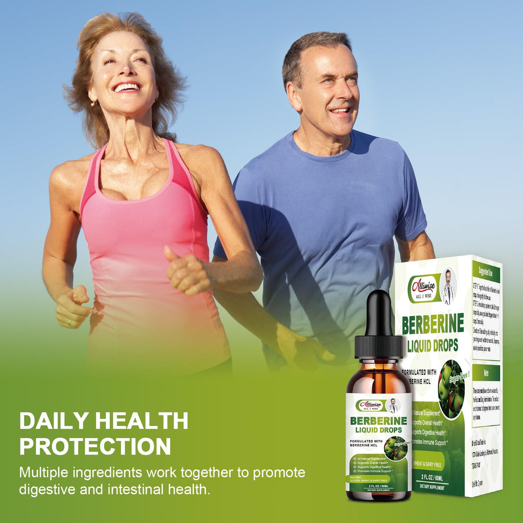 Alliwise 2 Pack Berberine Supplement Liquid Drops for Immune System & Digestive System Supports -Premium Berberine HCL 1500mg with Pure Ceylon Cinnamon -4 Fl Oz