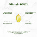 DEAL SUPPLEMENT Vitamin D3 5,000 IU + K2 MK7 Softgels, 250 Count | 2-in-1 Complex | Easy to Swallow