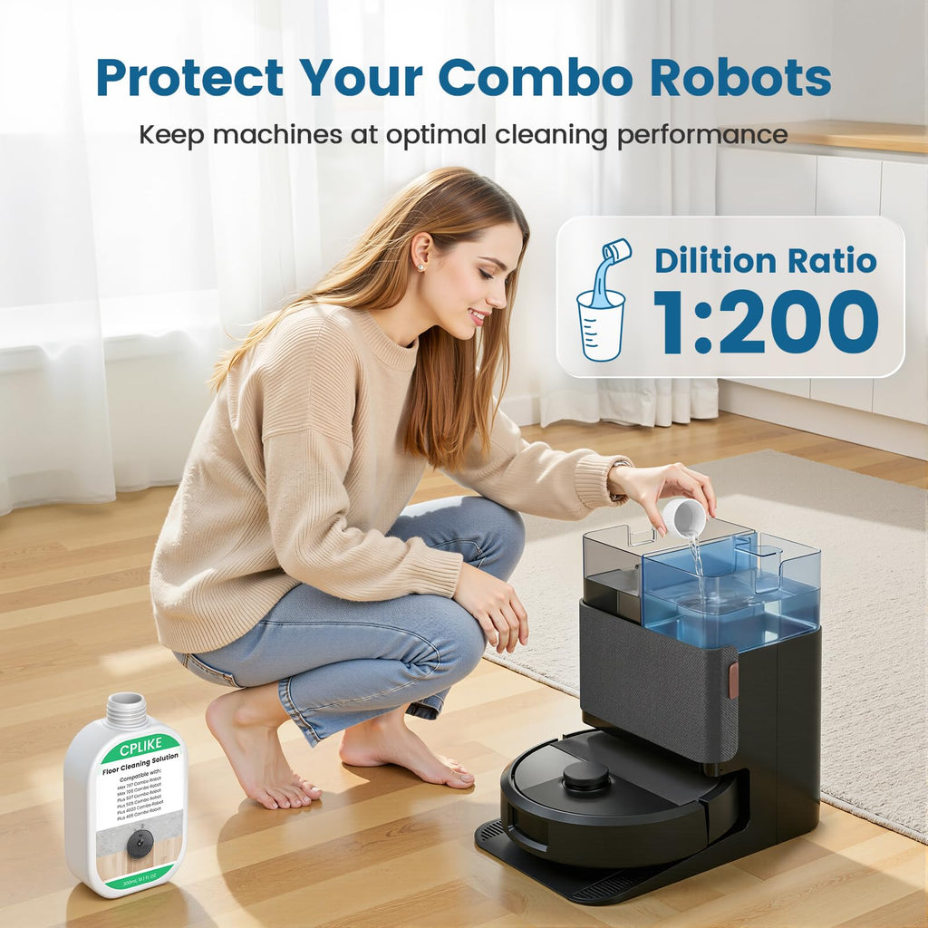 CPLIKE Floor Cleaning Solution Comaptible with Roomba Plus 405 Plus 505 Max 705 Combo Robots, Mopping Concentrate for 400 (4000), 500 & 700 Series, 10.1 fl oz, 2 Pack