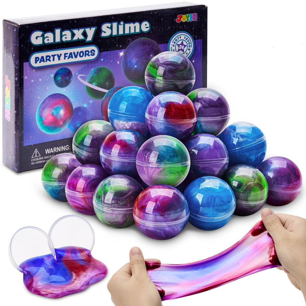JOYIN Slime Party Favors, 24 Pack Galaxy Slime Ball - Stretchy, Non-Sticky, Mess-Free, Stress Relief, and Safe - Toys for Girls and Boys - Classroom Reward, Party Supplies, Halloween