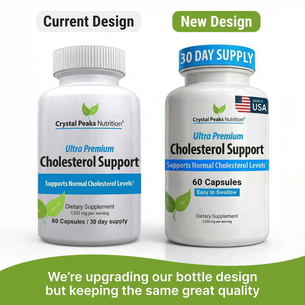 CRYSTAL PEAKS NUTRITION Cholesterol Supplement - All-Natural Ingredients to Support Normal Colesterol Levels. Supports Optimal Circulation. 60 Capsules