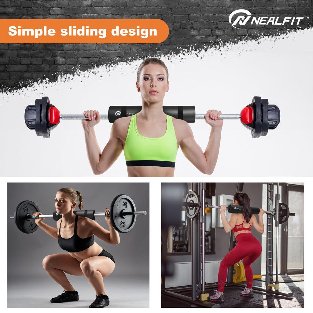 NEALFIT Barbell Pad Squat Pad for Squats���Squat Bar Pad���Great for Weightlifting,Lunges and Hip Thrusts���Foam Sponge Pad���Fit Standard and Olympic Bars Perfectly