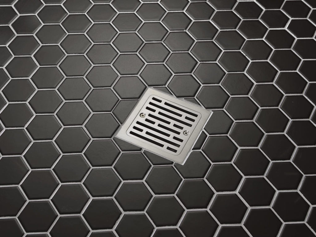 Delta Faucet 4 Inch Tile-In Square Shower Floor Drain Brushed Nickel, Shower Drain Kit, Square Shower Drain, Chrome Shower Drain, Shower Floor Drain, Stainless DT062412-SS