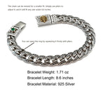 Italian Sterling Silver Men's Bracelets Jewelry，8.6" Lion