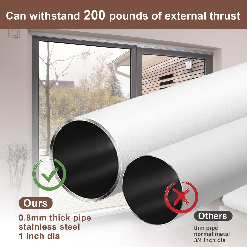 BeBecome Sliding Door Security Bar，17-50 inch Adjustable Patio Door Security bar with Rubber Tips Apartment Bedroom Bottom of Door Heavy Duty Interior White
