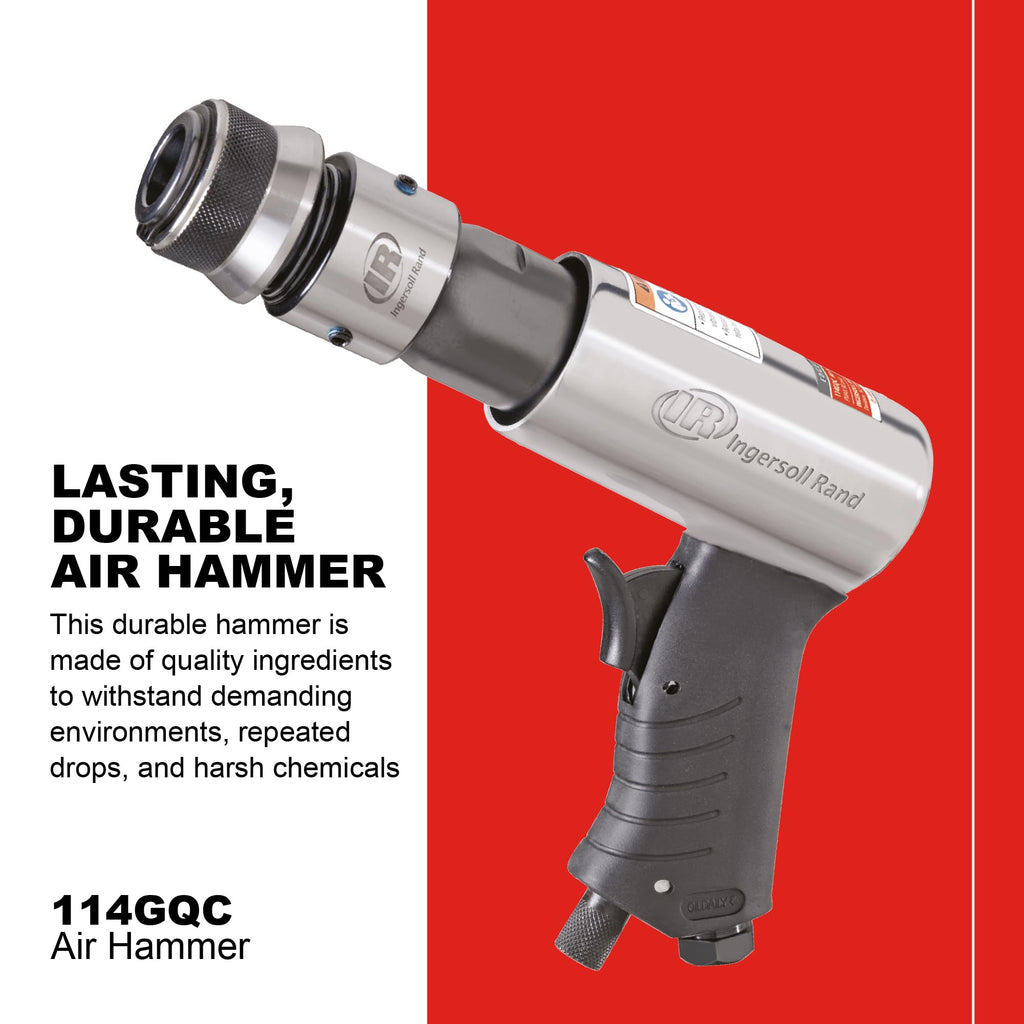 Ingersoll Rand 114GQC Quick Change Air Hammer 3-Piece Chisel Set, 3500 BPM, 2-5/8" Stroke, .401 Shank