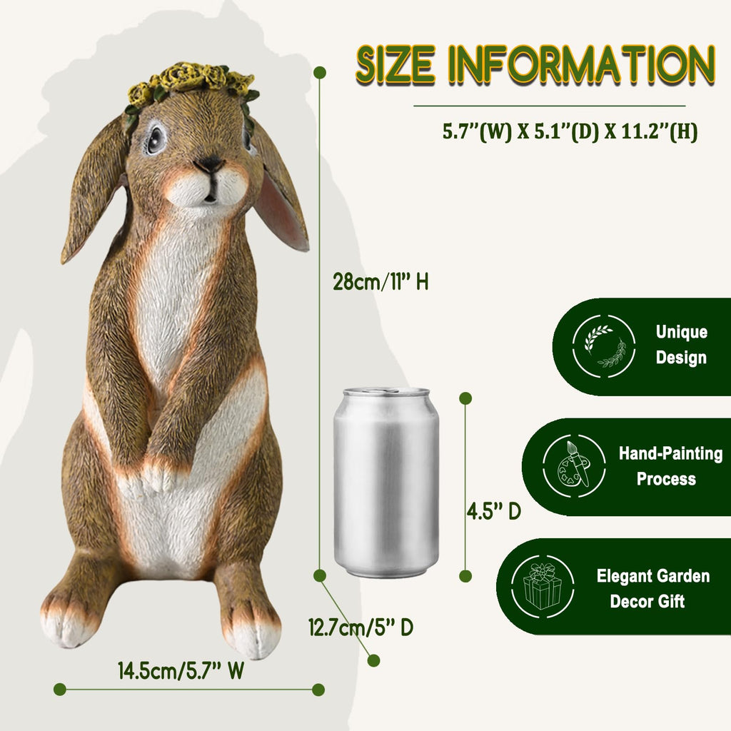Lonyin Rabbit Garden Statue, Bunny Animal Figurines Indoor Outdoor Statues