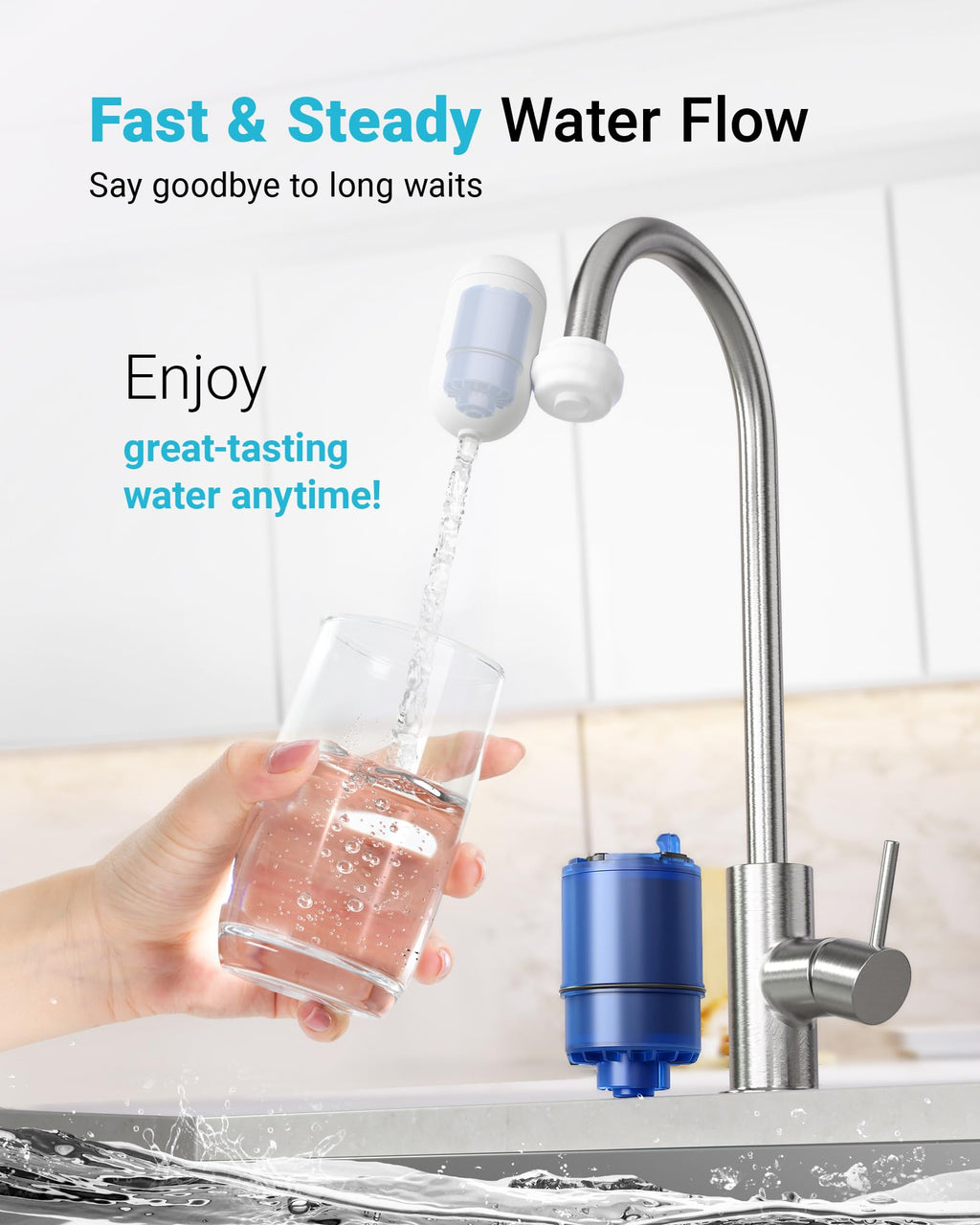 AQUA CREST CF08A Faucet Filter, Compatible with All PUR® Plus Water Filter Replacement for PUR® Plus RF9999® Faucet Water Filter, NSF 42 Certified, 9-Month, 1200-Gallon, 4 Pack
