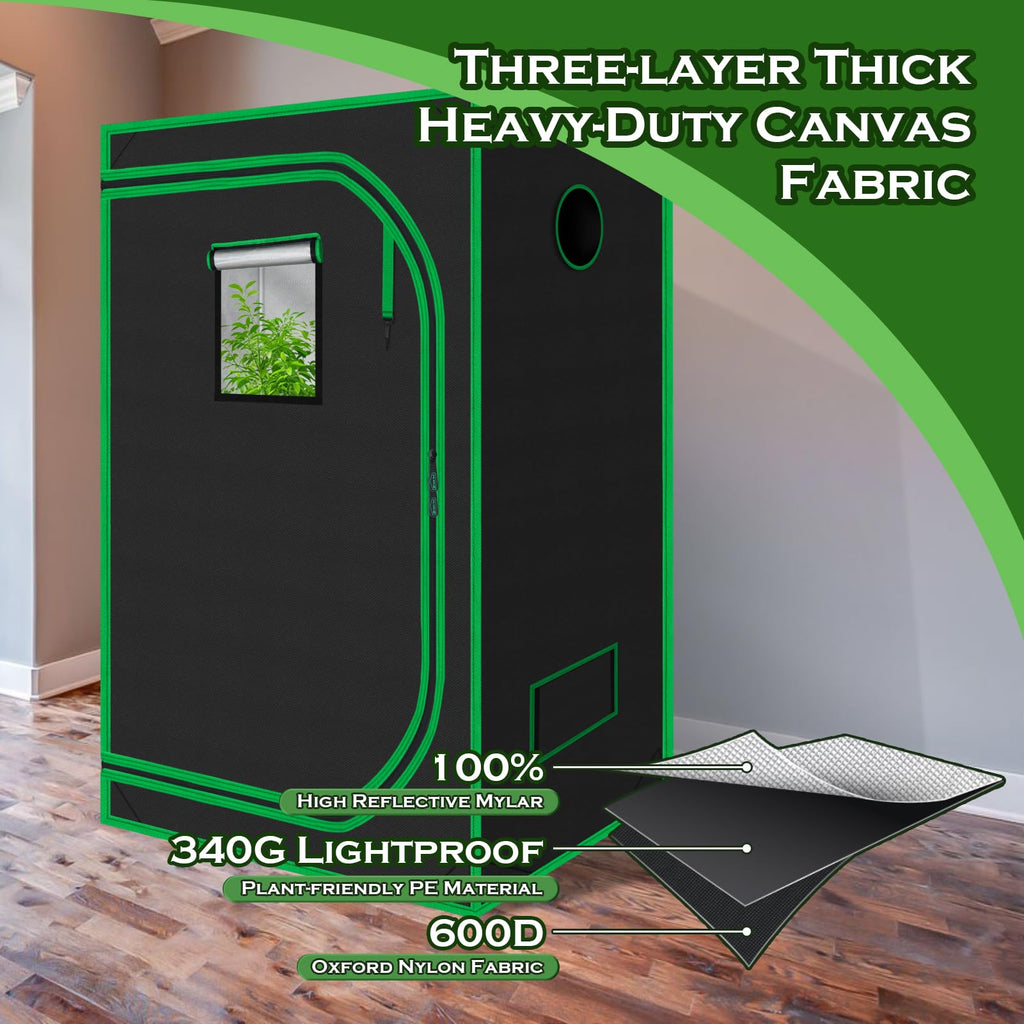 Green Hut 3x3 Grow Tent, 36"x36"x72" Hydroponics Growing Tent