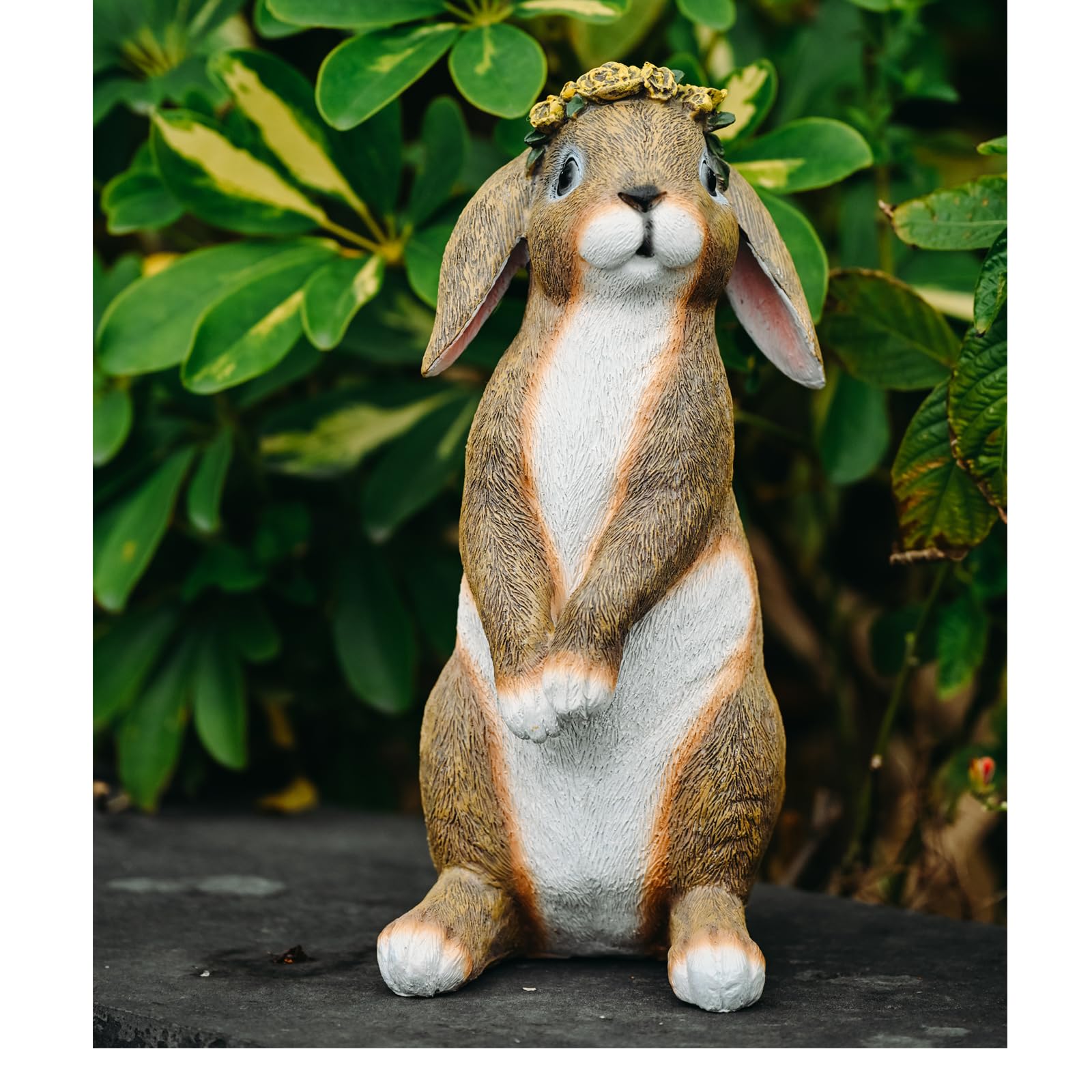 Lonyin Rabbit Garden Statue, Bunny Animal Figurines Indoor Outdoor Statues
